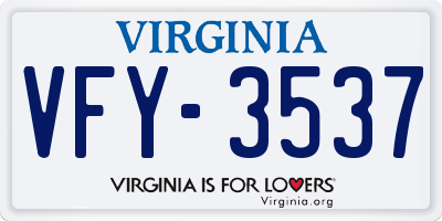 VA license plate VFY3537