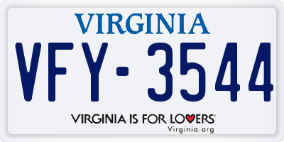 VA license plate VFY3544