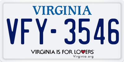 VA license plate VFY3546