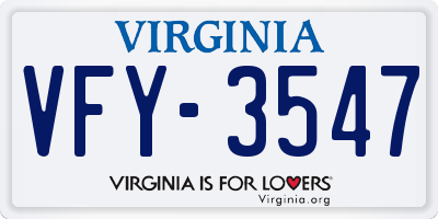 VA license plate VFY3547