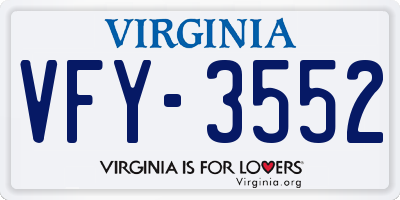 VA license plate VFY3552