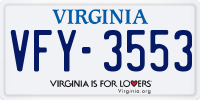 VA license plate VFY3553