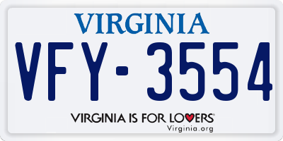 VA license plate VFY3554