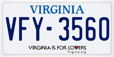 VA license plate VFY3560