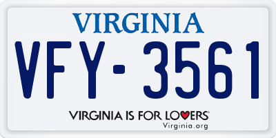 VA license plate VFY3561