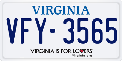 VA license plate VFY3565