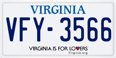 VA license plate VFY3566