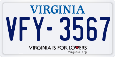VA license plate VFY3567