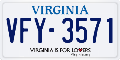 VA license plate VFY3571
