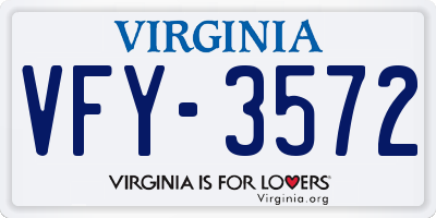 VA license plate VFY3572