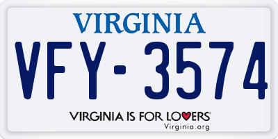 VA license plate VFY3574