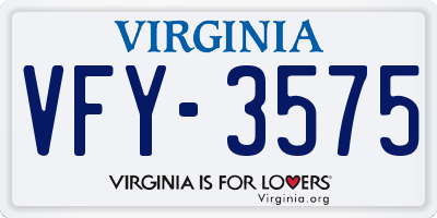 VA license plate VFY3575