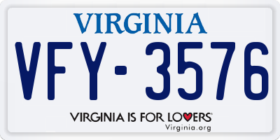 VA license plate VFY3576