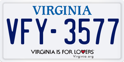 VA license plate VFY3577