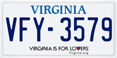 VA license plate VFY3579