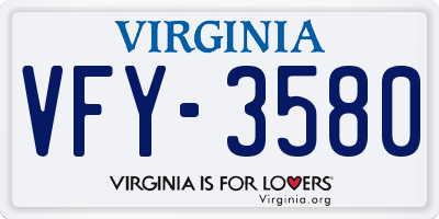 VA license plate VFY3580