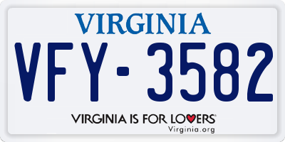 VA license plate VFY3582