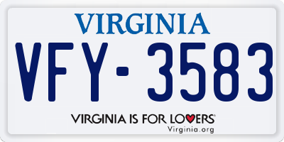 VA license plate VFY3583