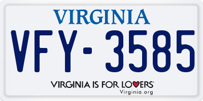 VA license plate VFY3585