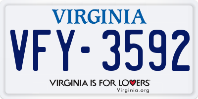 VA license plate VFY3592