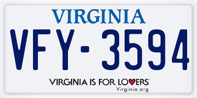 VA license plate VFY3594