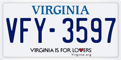 VA license plate VFY3597