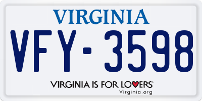 VA license plate VFY3598