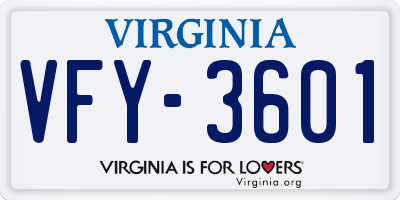 VA license plate VFY3601
