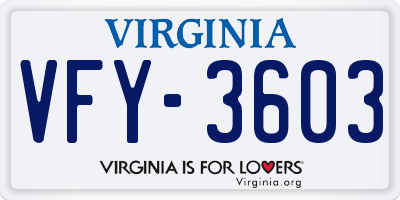 VA license plate VFY3603