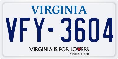 VA license plate VFY3604