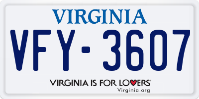 VA license plate VFY3607