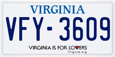 VA license plate VFY3609