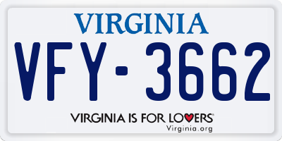 VA license plate VFY3662