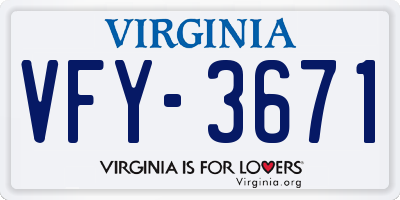 VA license plate VFY3671