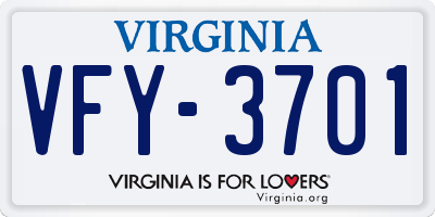 VA license plate VFY3701