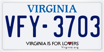 VA license plate VFY3703
