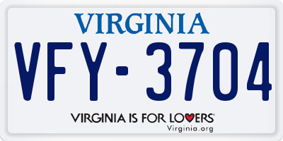 VA license plate VFY3704