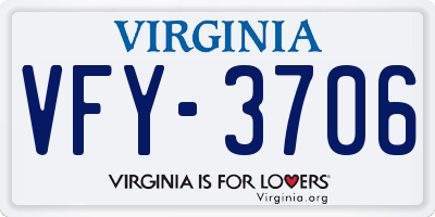 VA license plate VFY3706