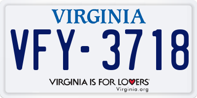 VA license plate VFY3718