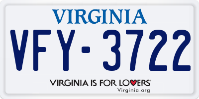 VA license plate VFY3722