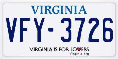 VA license plate VFY3726