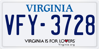 VA license plate VFY3728