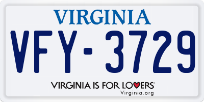 VA license plate VFY3729