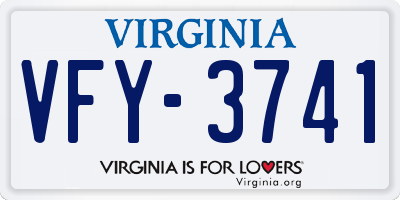 VA license plate VFY3741