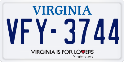 VA license plate VFY3744