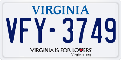 VA license plate VFY3749