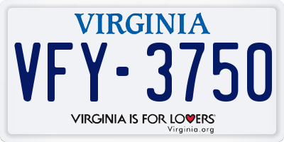 VA license plate VFY3750