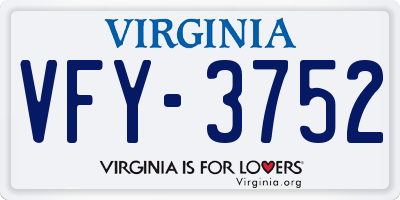 VA license plate VFY3752