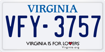 VA license plate VFY3757