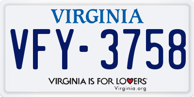 VA license plate VFY3758